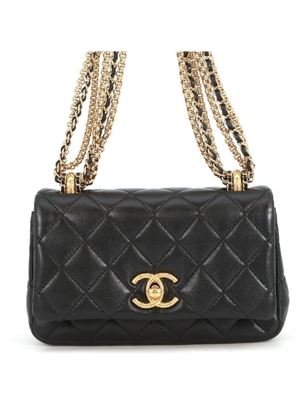 Chanel Chain Shoulder Bag Quilted CC Logo Mini Black